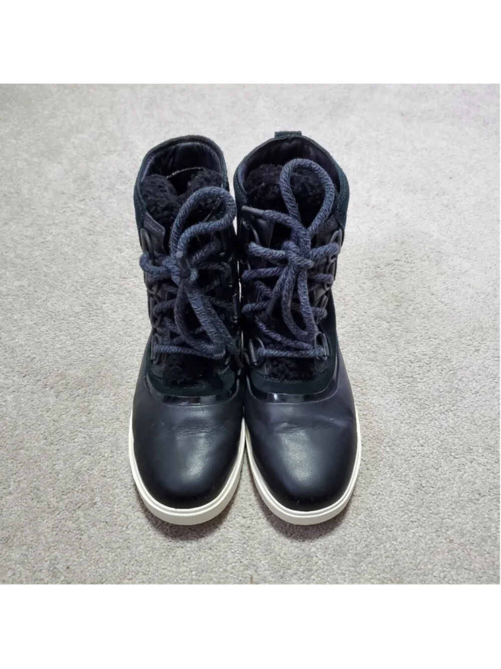 SOREL Joan Of Arctic Next Lite Shearling Snow Boots Black 8.5 Leather Winter